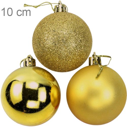 Bolas para árvore de Natal Ouro 10 cm - pacote com 3 un.