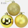 Bolas para árvore de Natal 8 cm  - pacote com 6 un. - Ouro